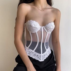 Vintage White Lace Bustier Corset Top